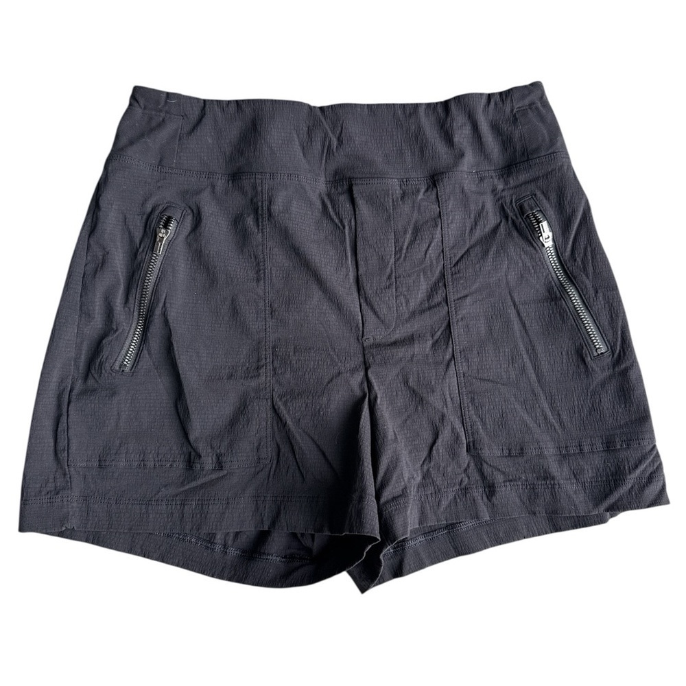 Athleta Trekkie North Shorts Women’s Black Zip Pockets Elastic Waist